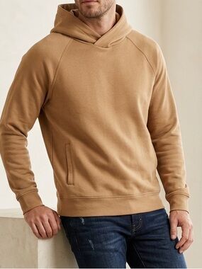 BANANA REPUBLIC Crossover Hood Men’s Tan Raglan Structured Hoodie M